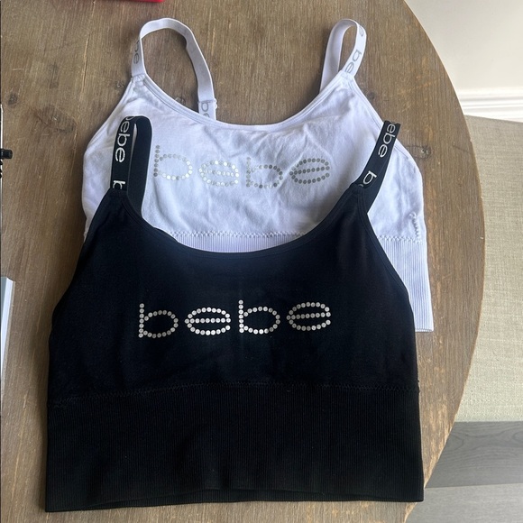 Bebe Intimates 2 Pack Seamless Longline Bramis Removable Pads Black White Sz M - Picture 3 of 13